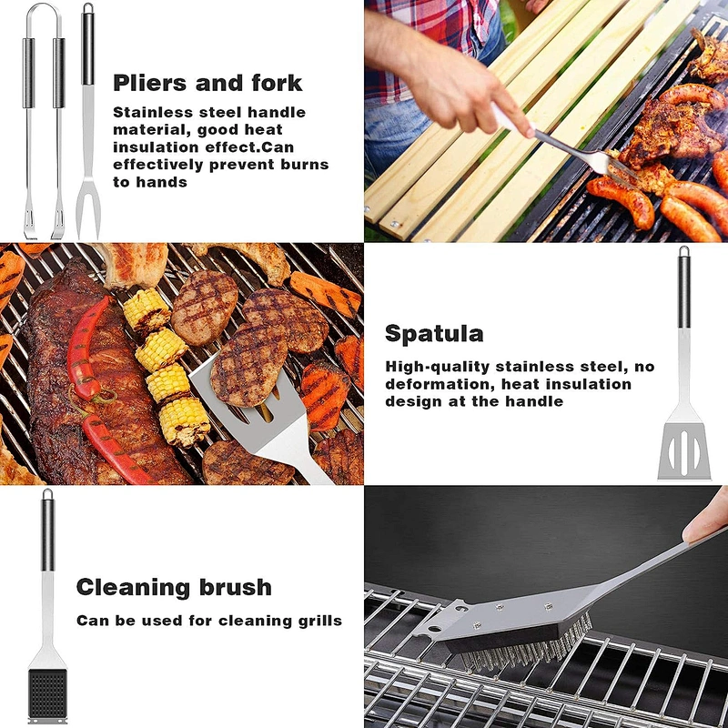 25PCS BBQ Tools Set Grill Accessories Stainless Steel Grilling Utensil Set